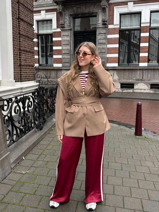 Isabella blazer met ceintuur beige