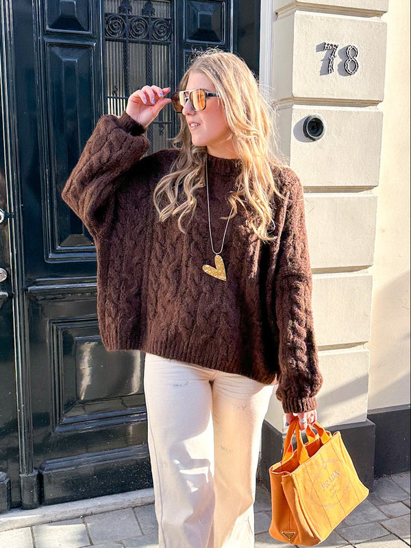 Nova cable knit bruin