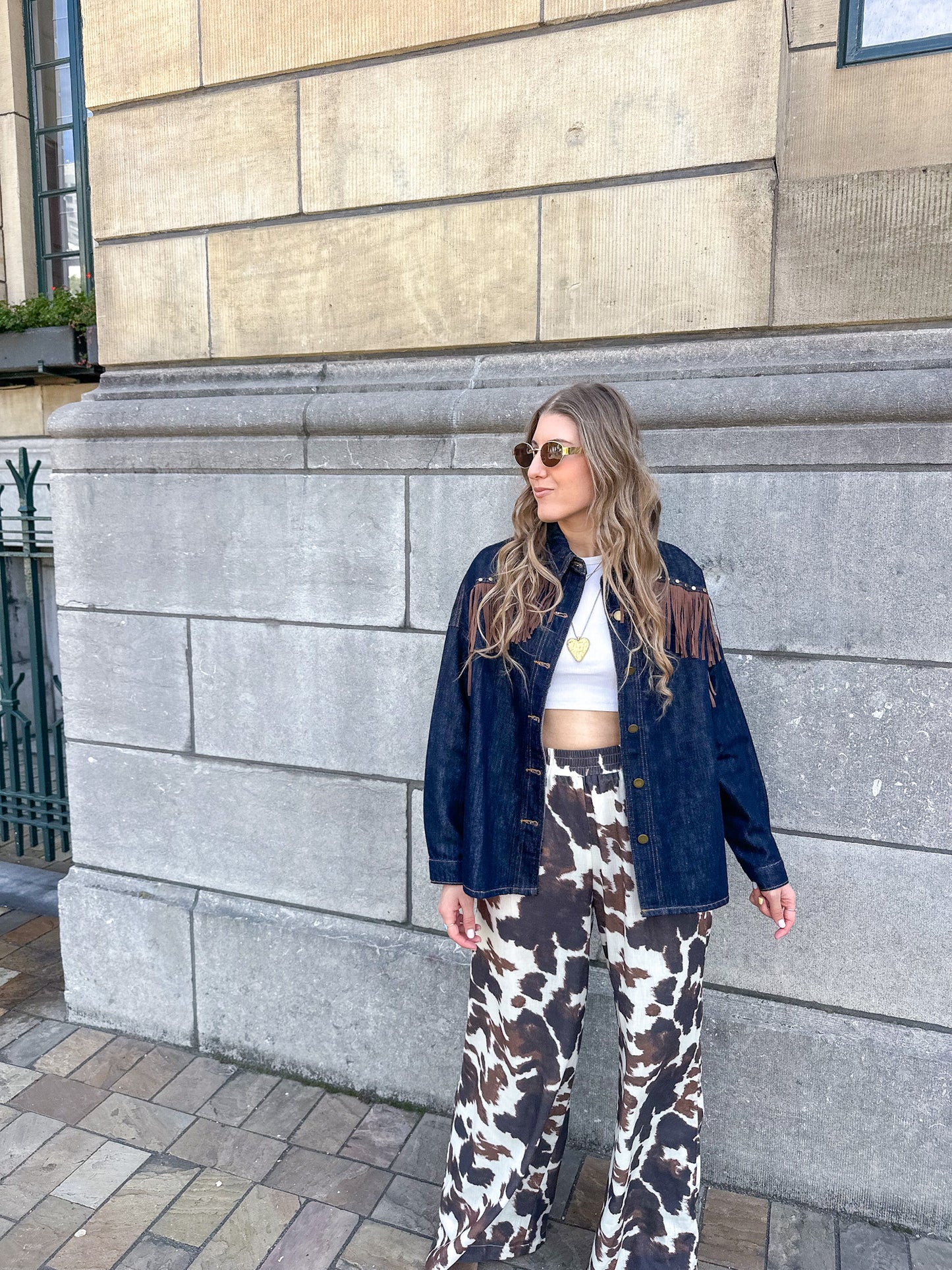 Poppy denim fringe blouse