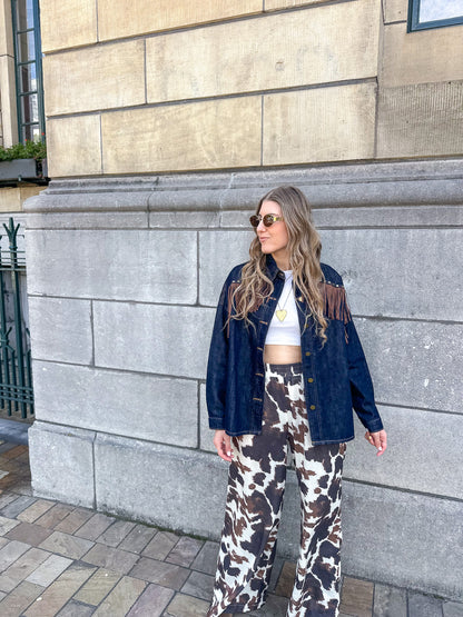 Poppy denim fringe blouse