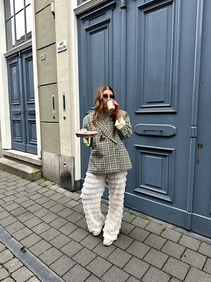 Boxy oversized blazer checkered blue yellow