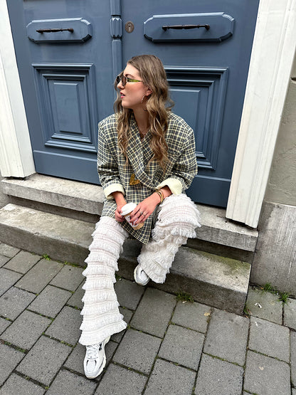 Boxy oversized blazer checkered blue yellow