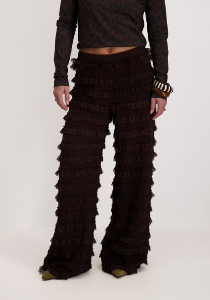 Harper & Yve LO ruffle pants brown