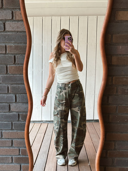Tessa camouflage jeans baggy barrel fit army