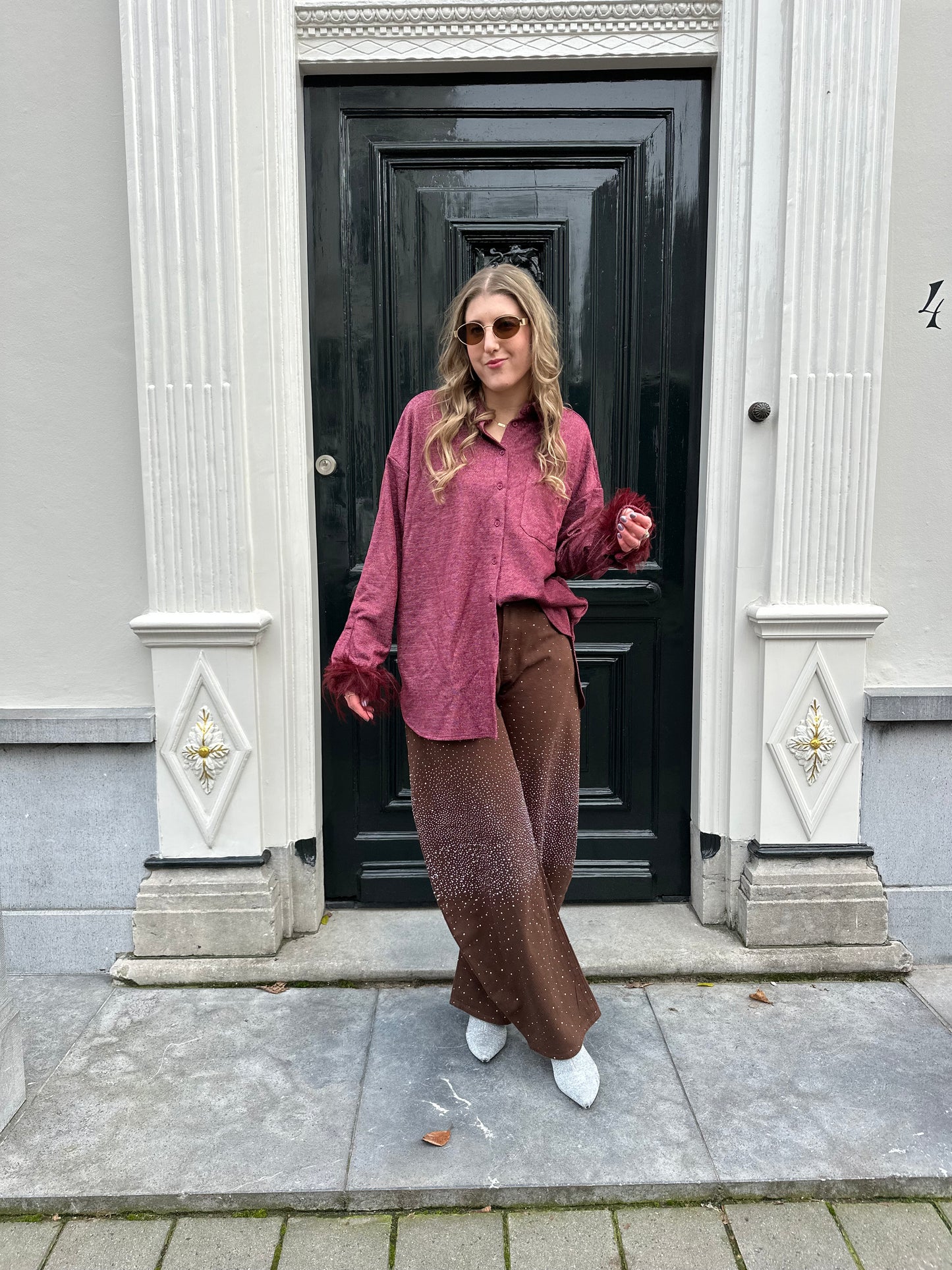 Balloon jeans met strass bruin