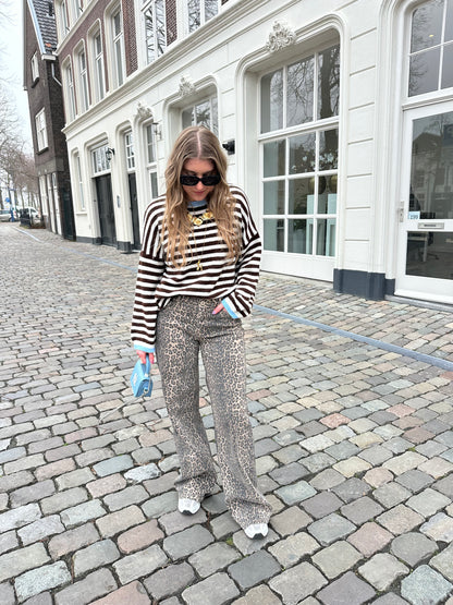 Leopard straight jeans tall fit