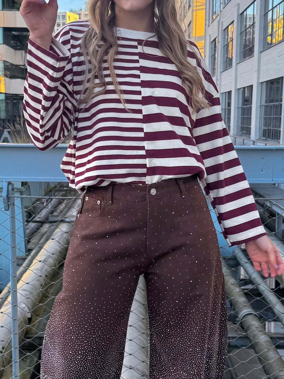 Amy striped longsleeve burgundy