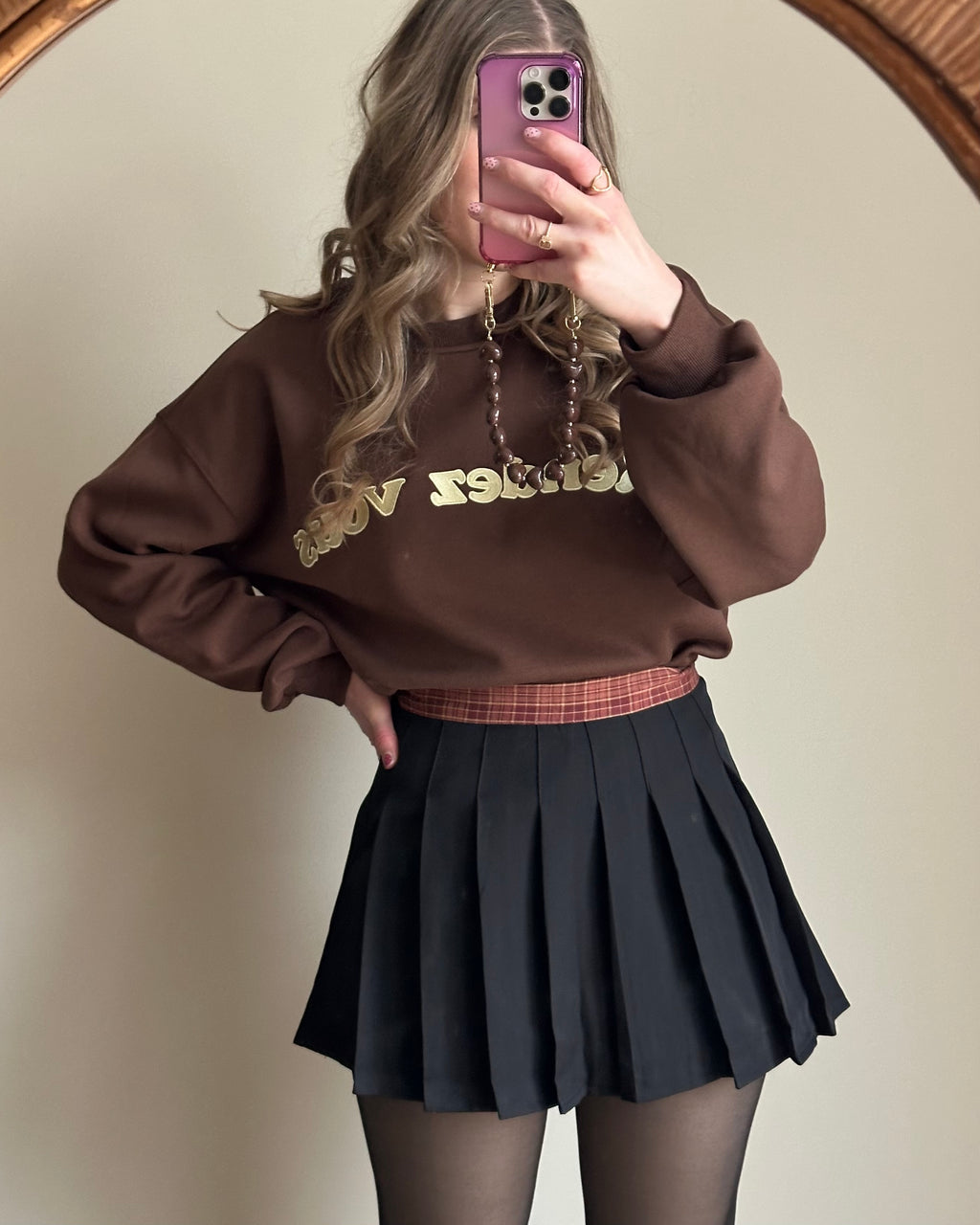 Angela skort zwart met ruit detail