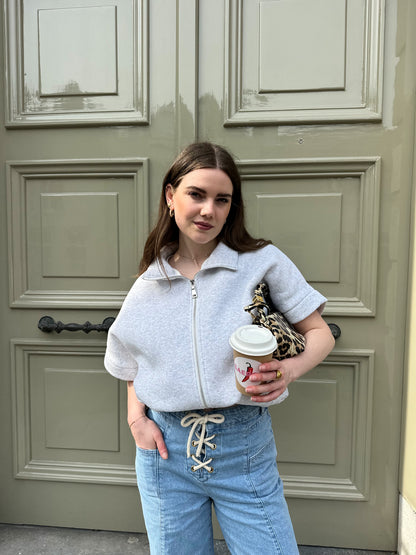 Peggy zipper sweater short sleeve grey