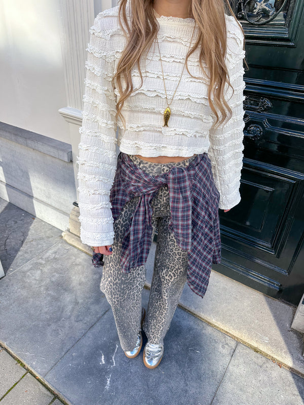 Ruffle top lange mouw