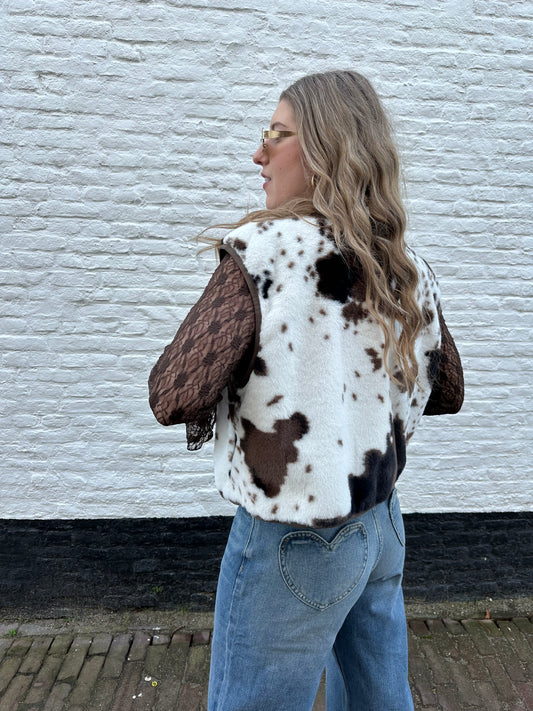 Jill teddy gilet cow print