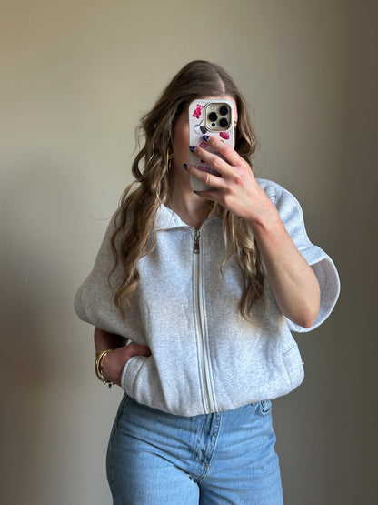 Peggy zipper sweater short sleeve grey