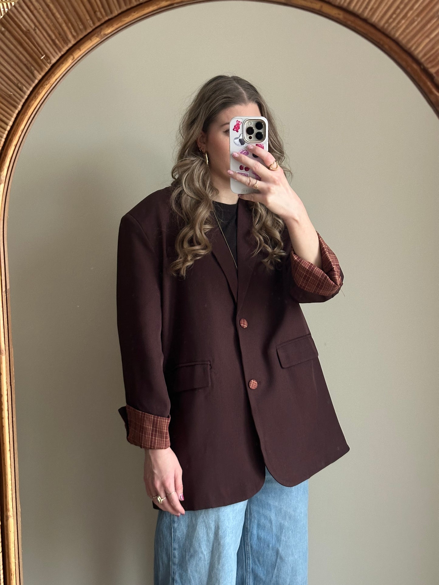 Zoey blazer bruin met ruit detail