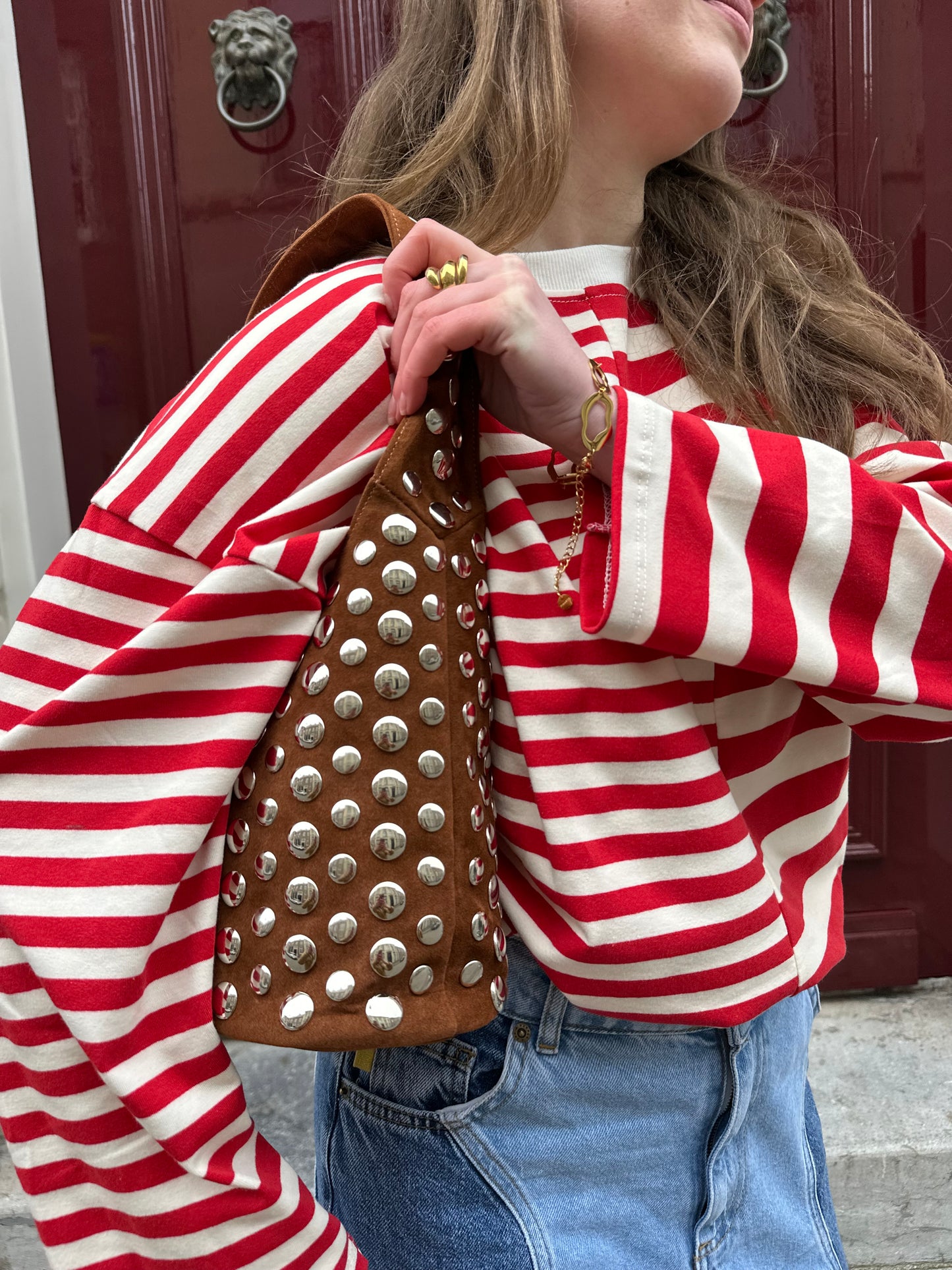 Roos tas studs suede