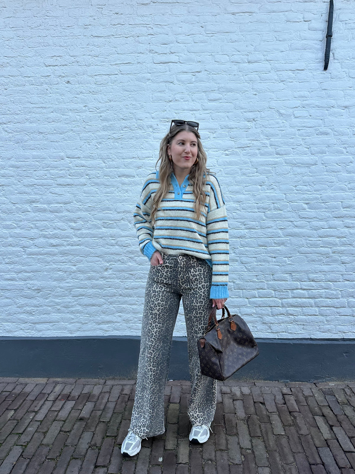 Maud polo trui stripes blauw
