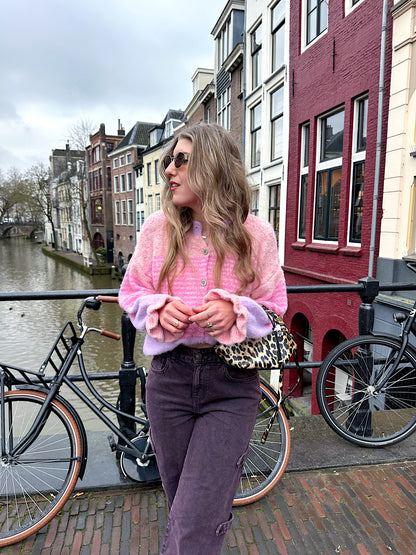 Lisa gestreept vest roze