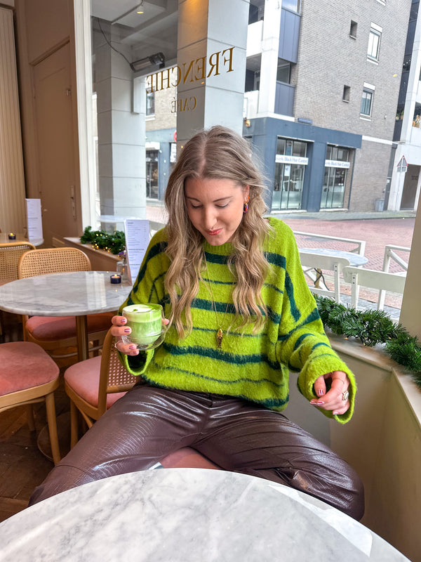 Tess groene gestreepte trui