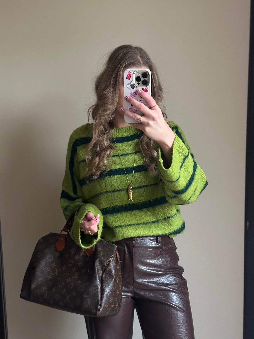 Tess groene gestreepte trui