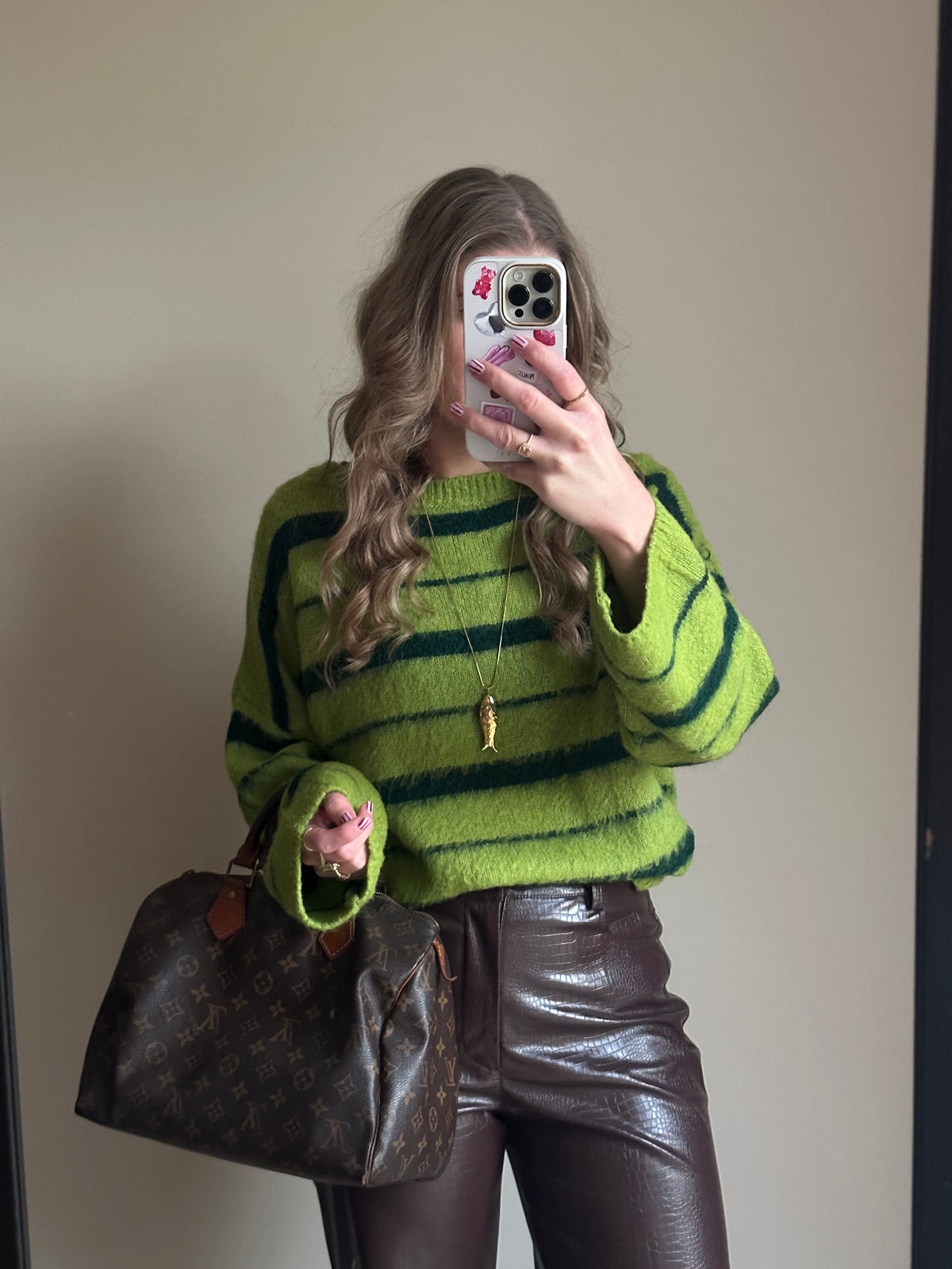 Tess groene gestreepte trui