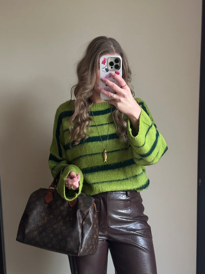 Tess groene gestreepte trui