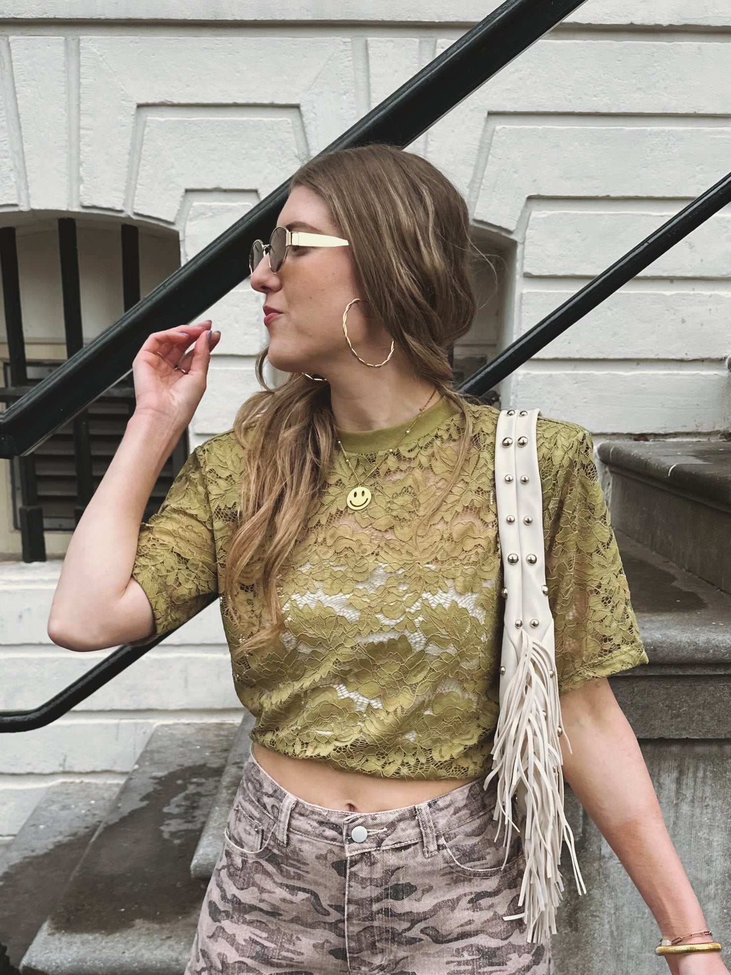 Refined Department ANGIE t-shirt gebloemd army green