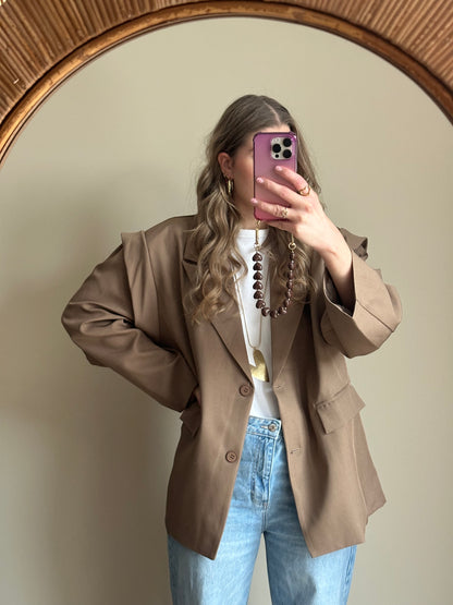 Isabella blazer met ceintuur beige