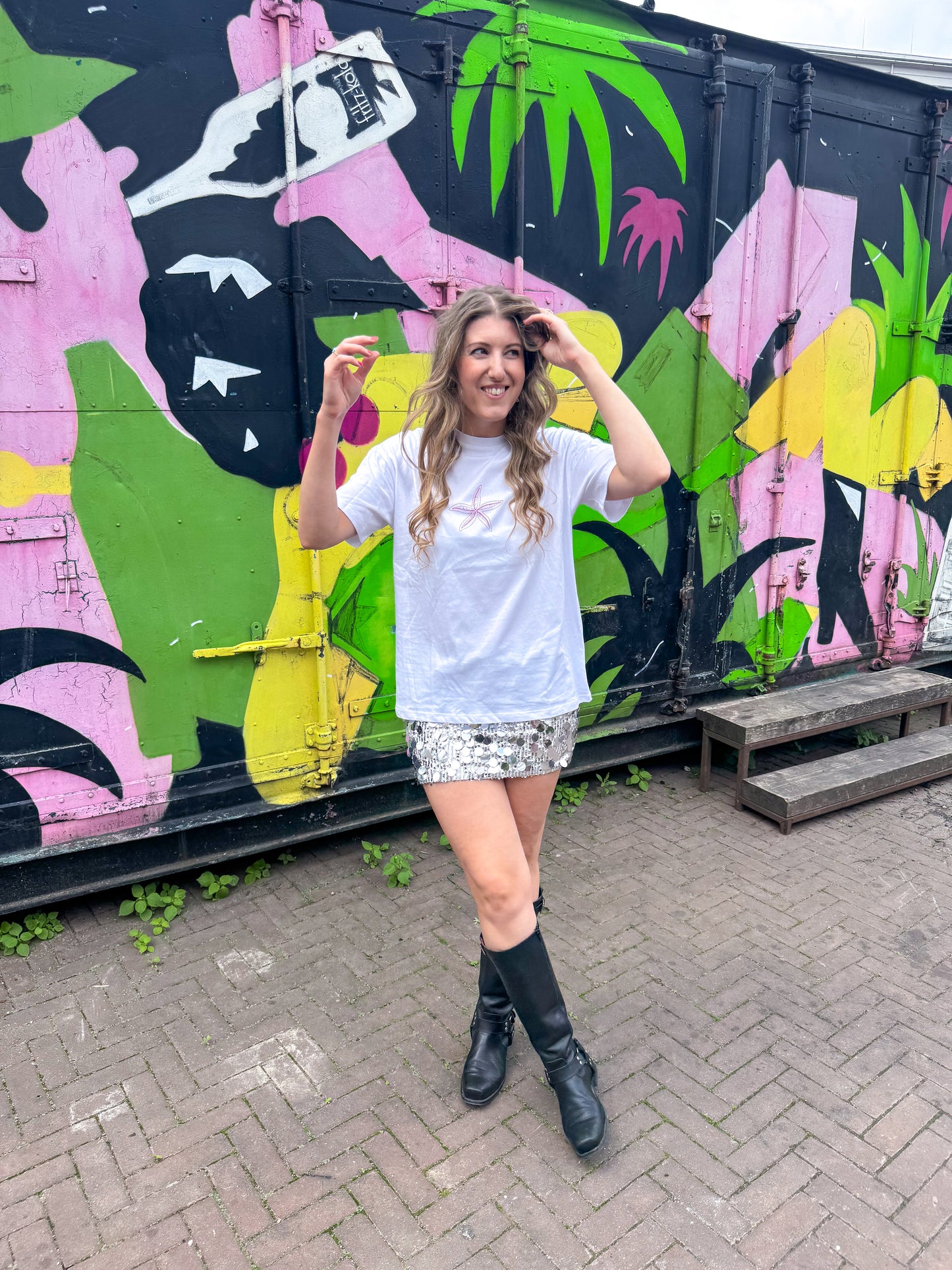 Beach waves t-shirt roze
