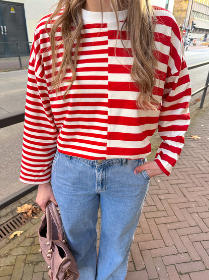 Amy gestreepte longsleeve red