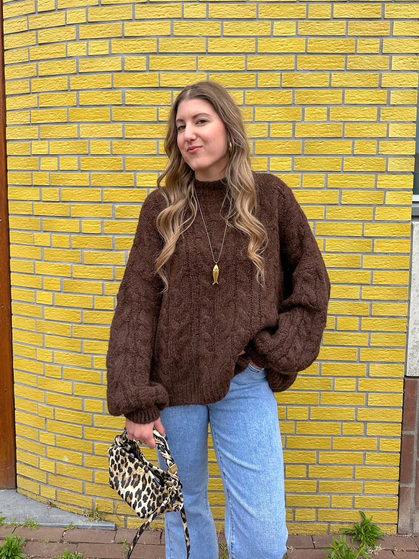Nova cable knit bruin