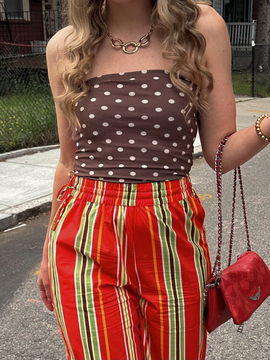 Chloe strapless polkadot top