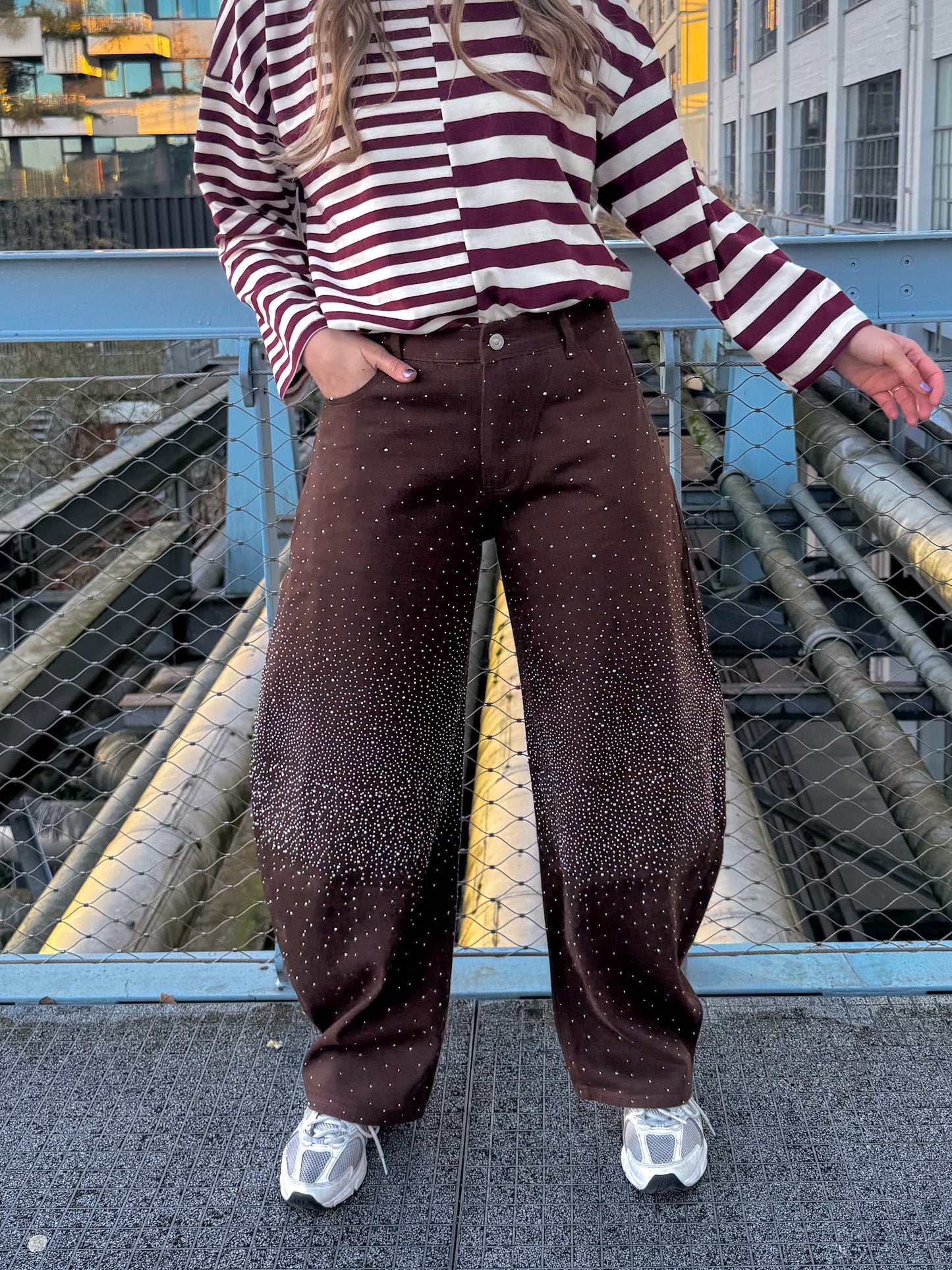 Balloon jeans met strass bruin