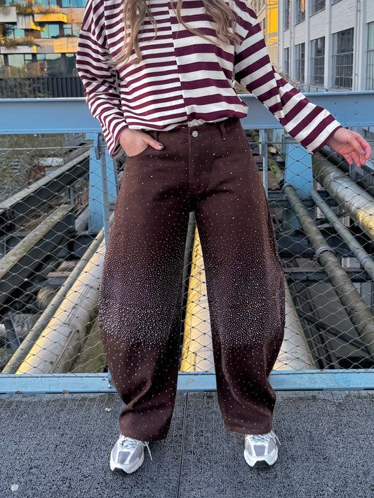 Balloon jeans met strass bruin