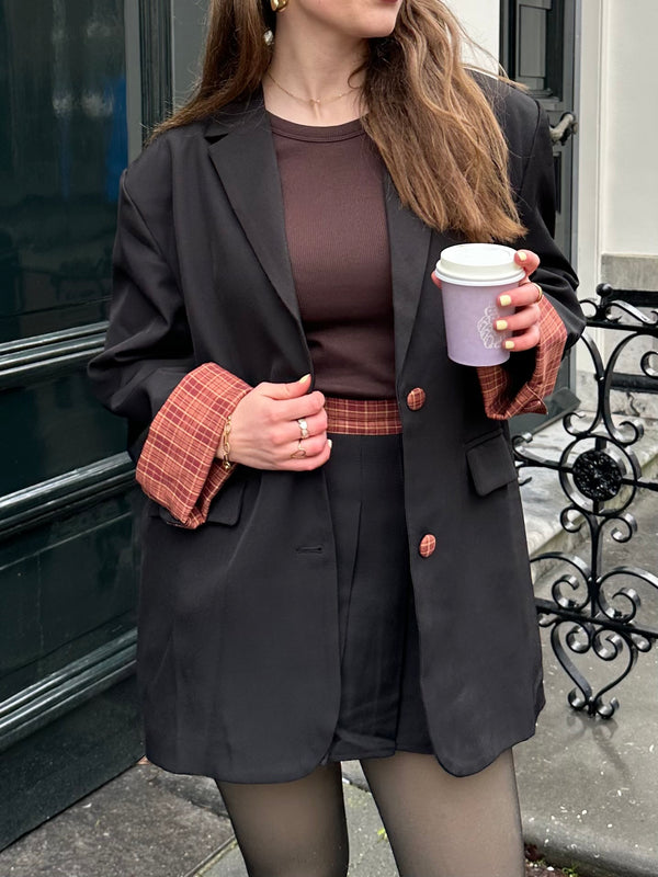 Zoey blazer zwart met ruit detail