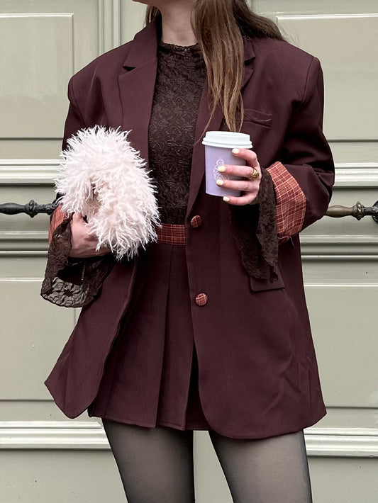 Zoey blazer bruin met ruit detail