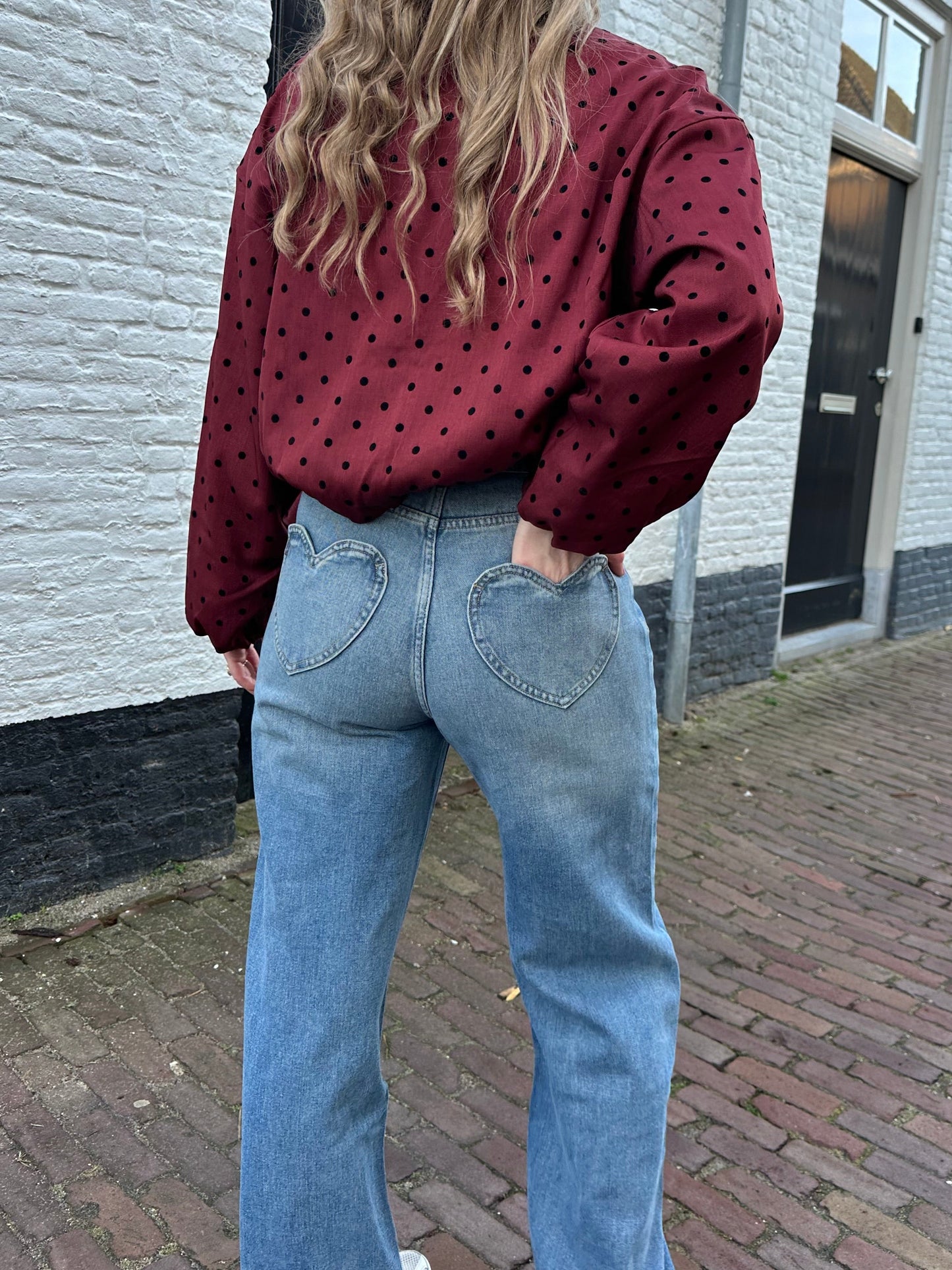 Amour straight leg jeans met hearts