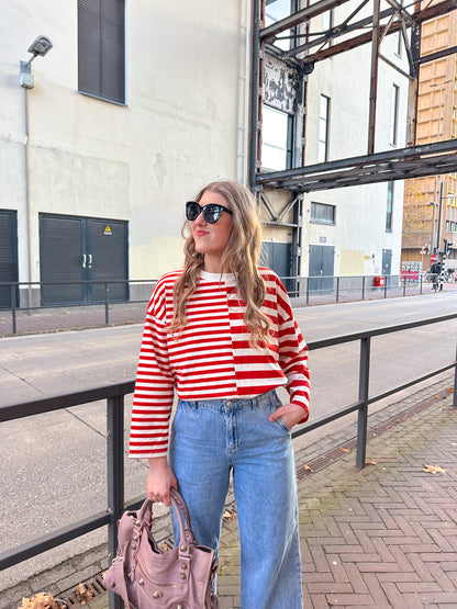 Amy gestreepte longsleeve red