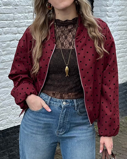 Suus polka dots bomber jasje bordeaux