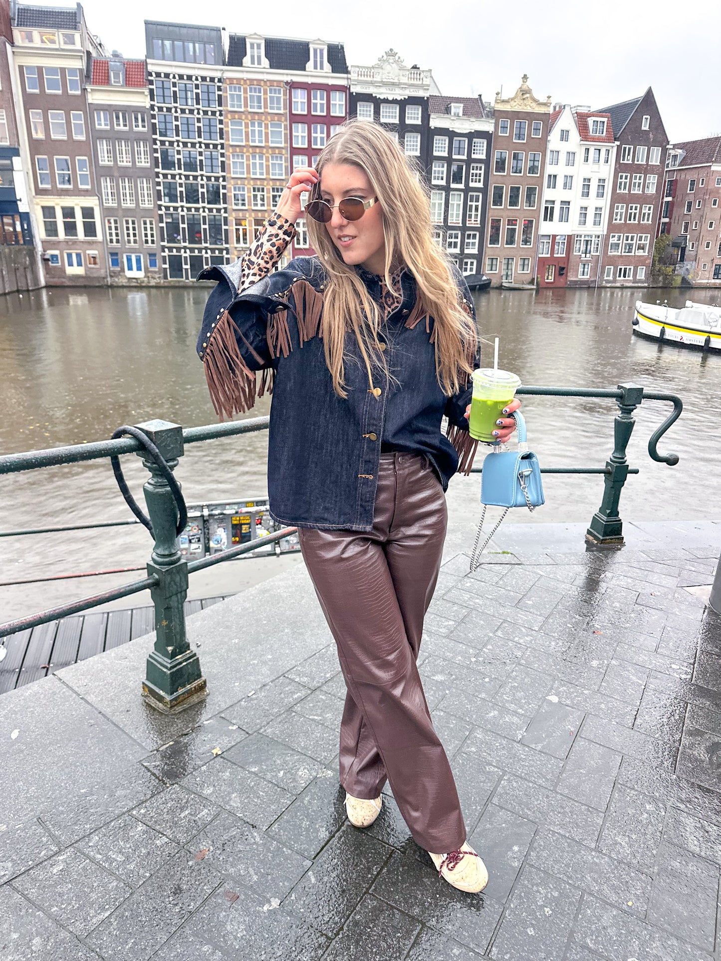 Poppy denim fringe blouse