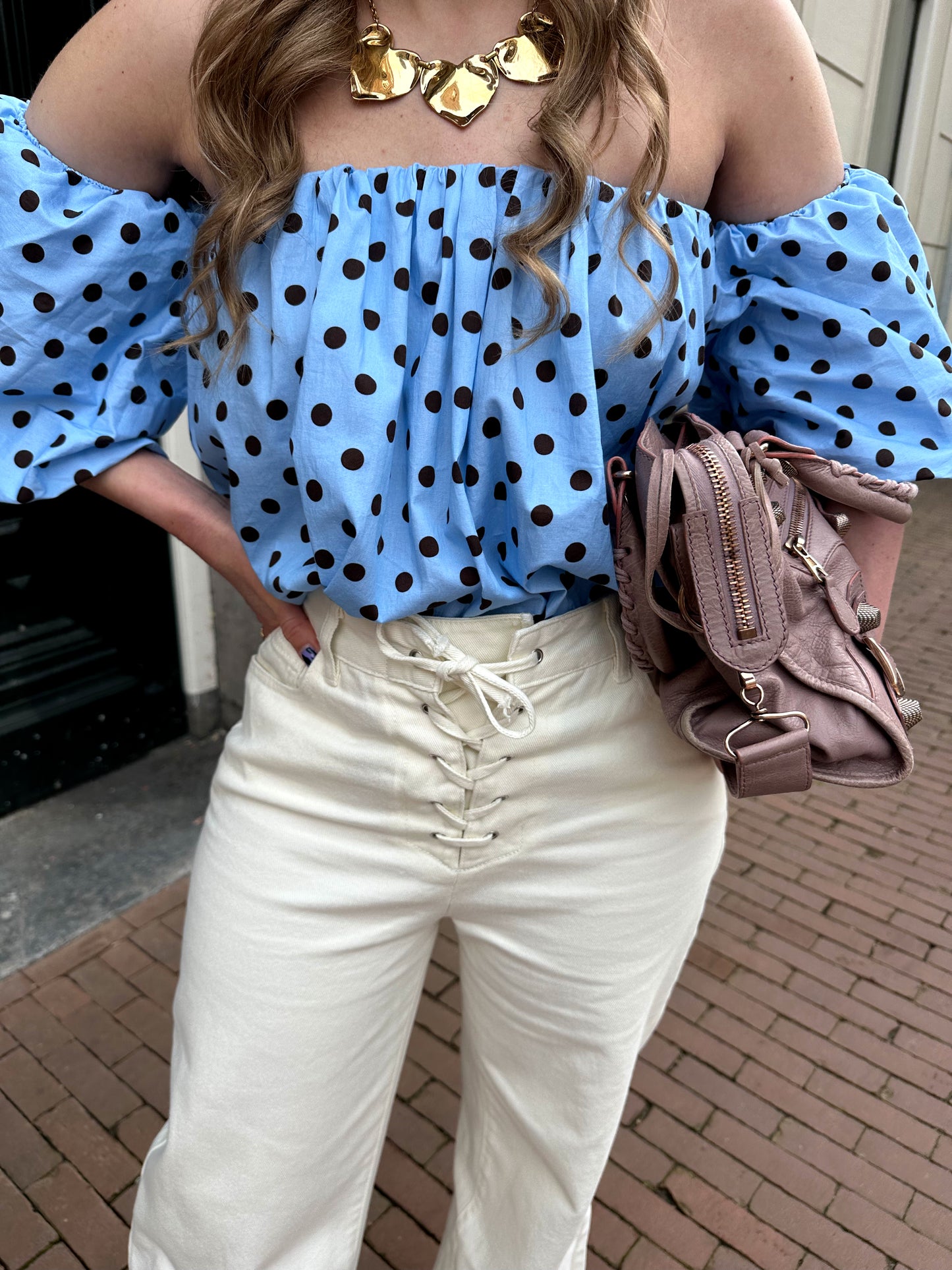 Fay polkadot top blauw