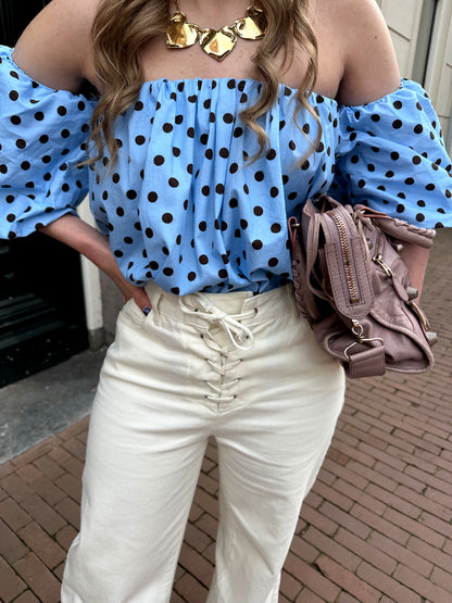 Fay polkadot top blauw