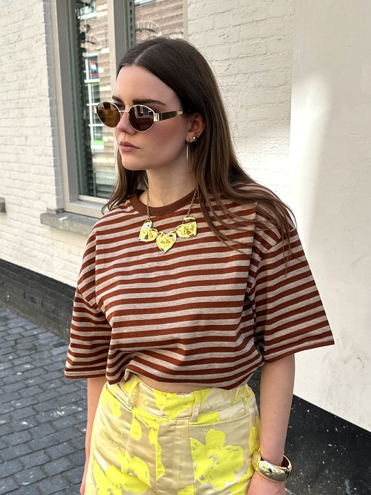 Loes t-shirt met strepen bruin
