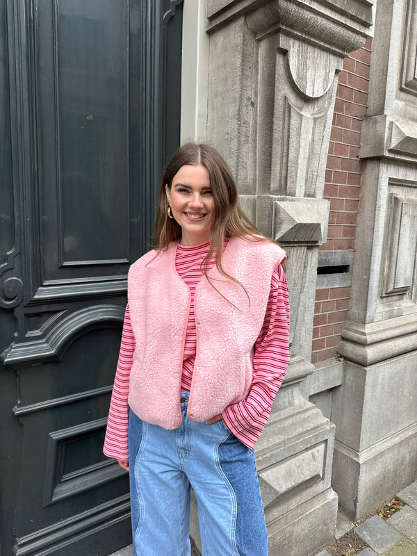 Jill teddy gilet roze