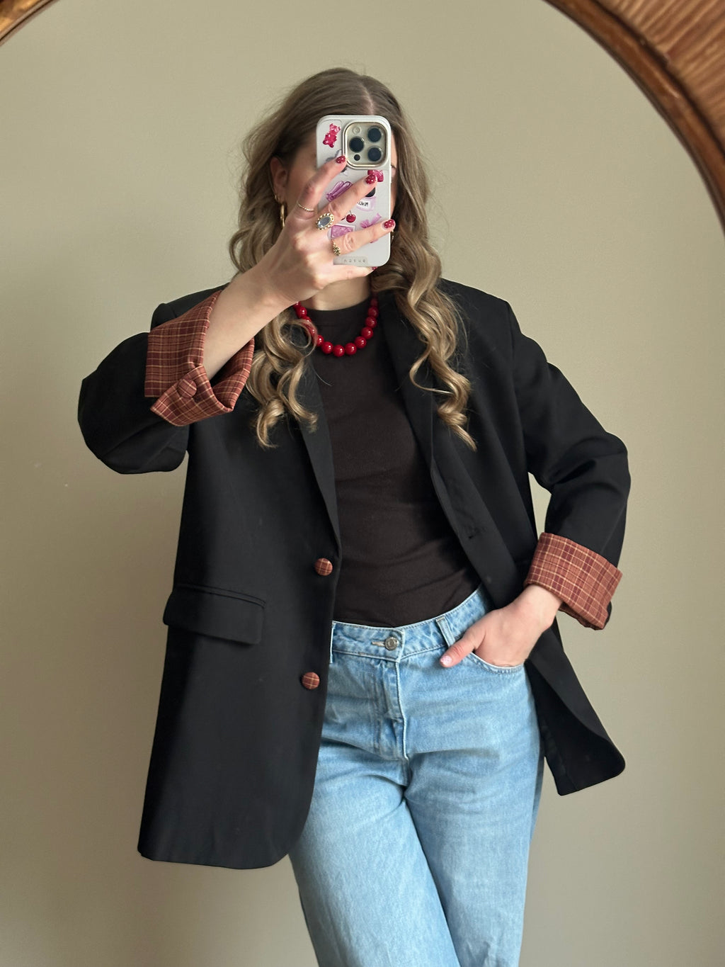Zoey blazer zwart met ruit detail