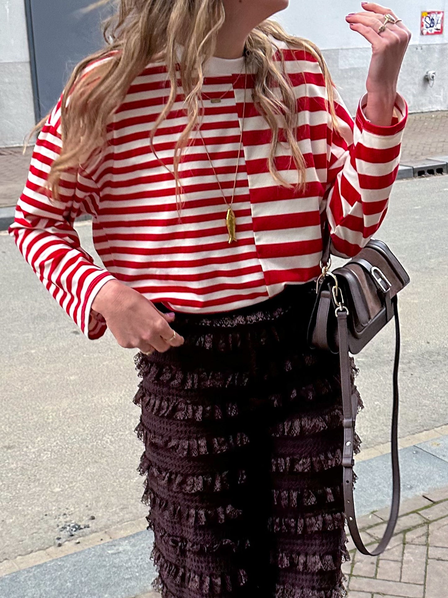 Amy gestreepte longsleeve red