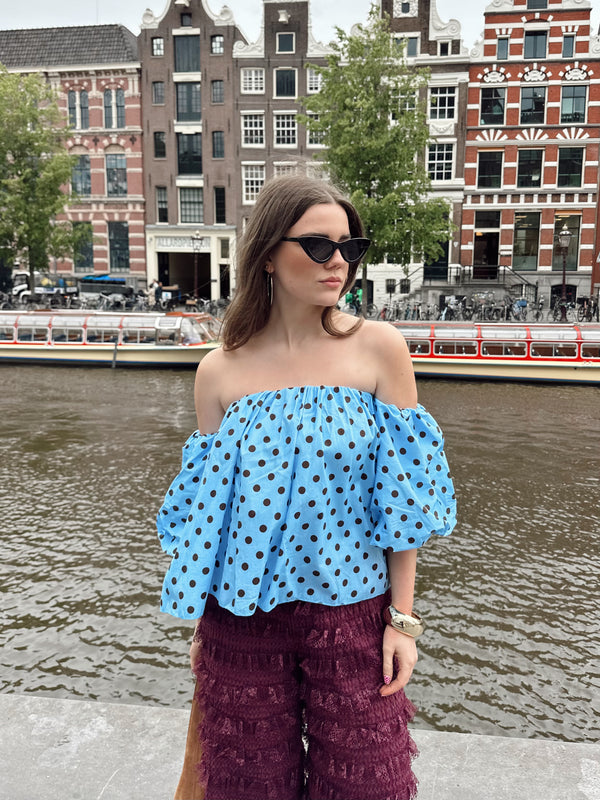 Fay polkadot top blauw