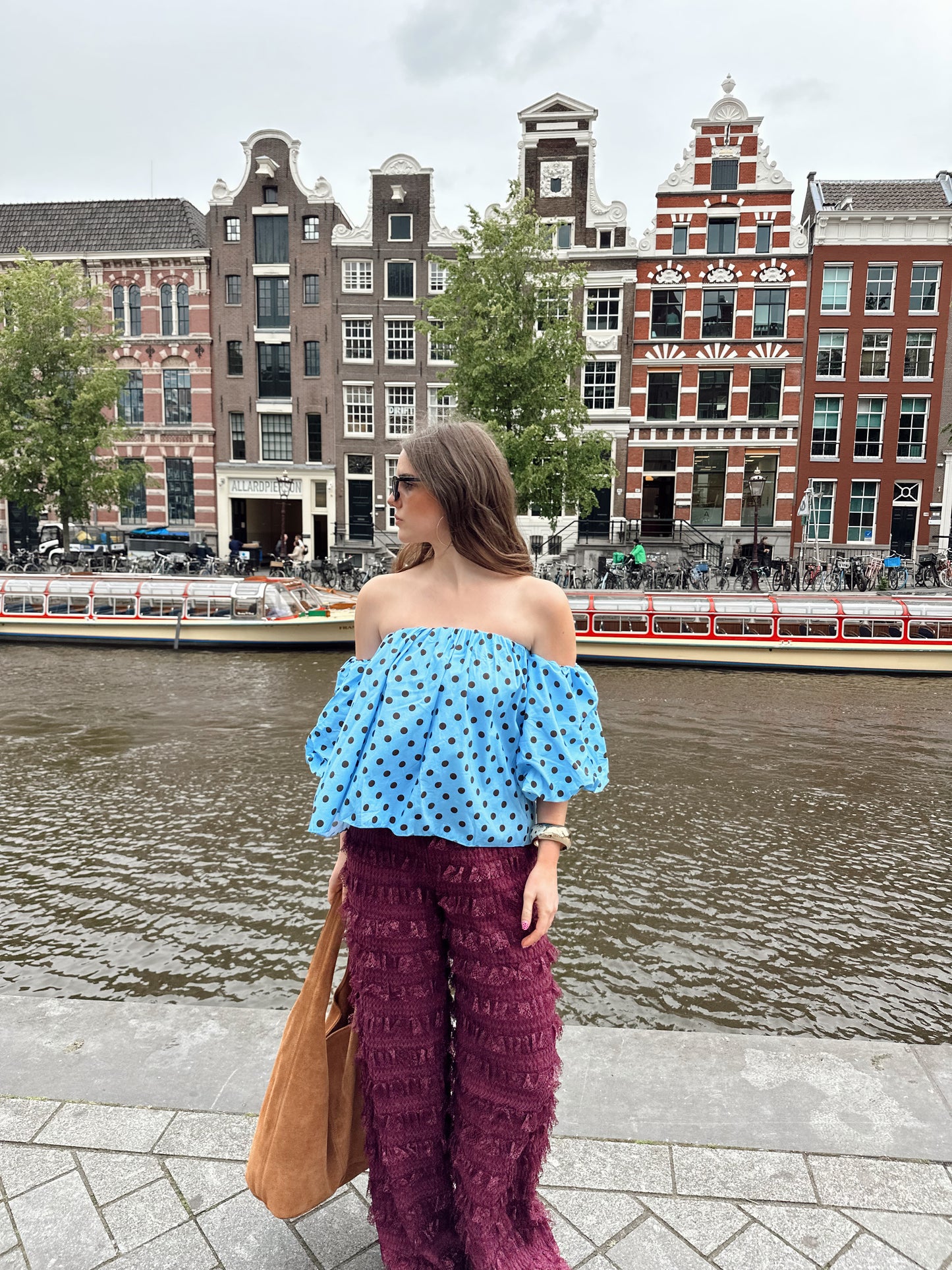 Fay polkadot top blauw