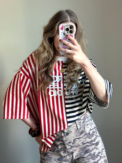 Floor gestreept boxy t-shirt red blue