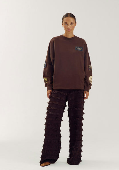 Harper & Yve LO ruffle pants brown