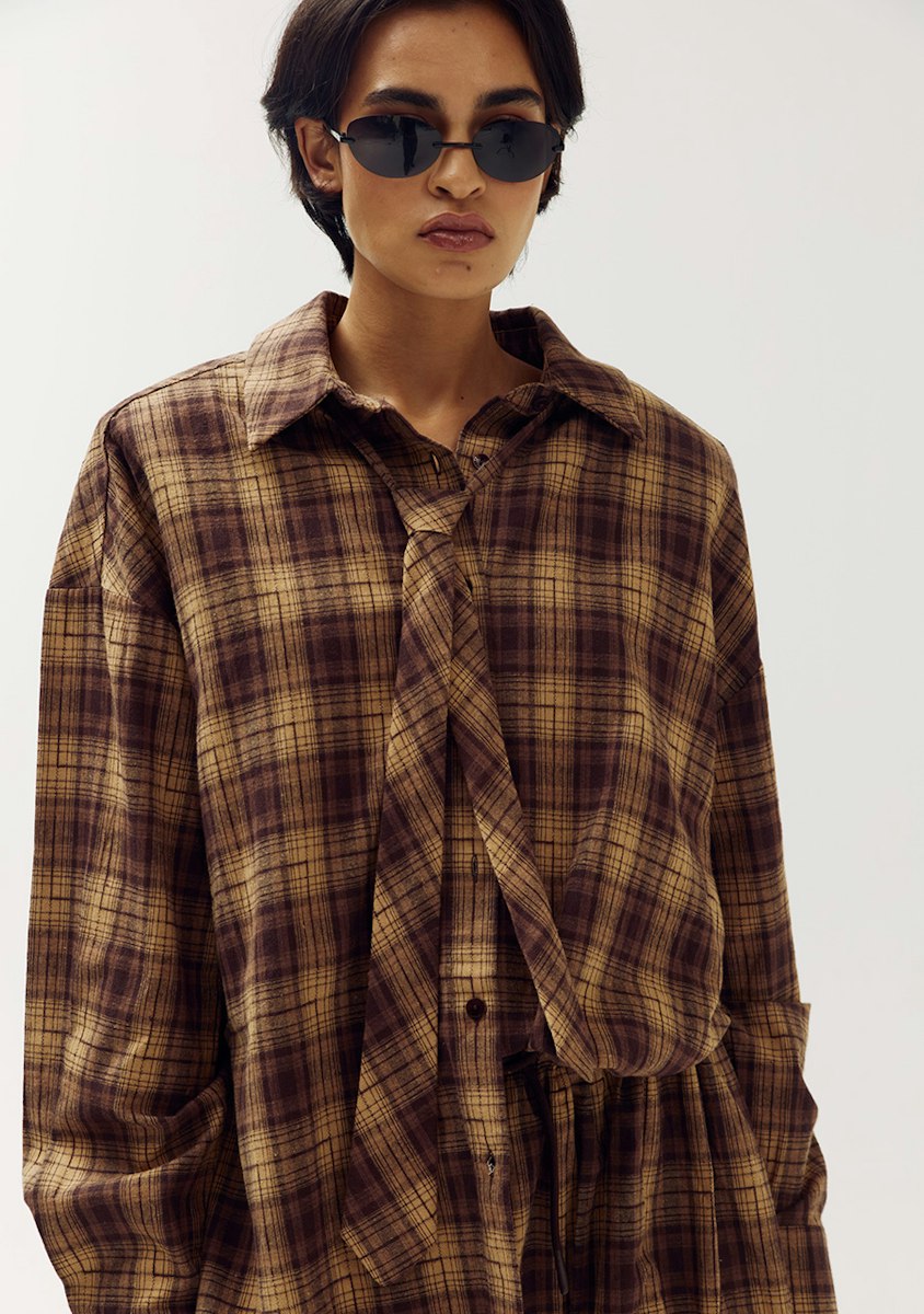 Harper & Yve checkered tie brown