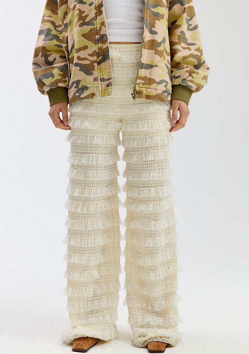 Harper and Yve Lo pants ruffle met kant wit